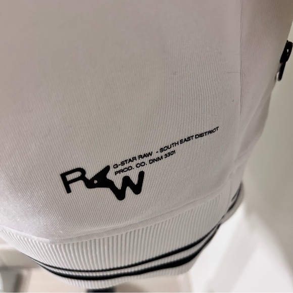 G-Star White Varsity Jacket with Black Trim and Stand-Up Collar SZ M - Picture 3 of 8